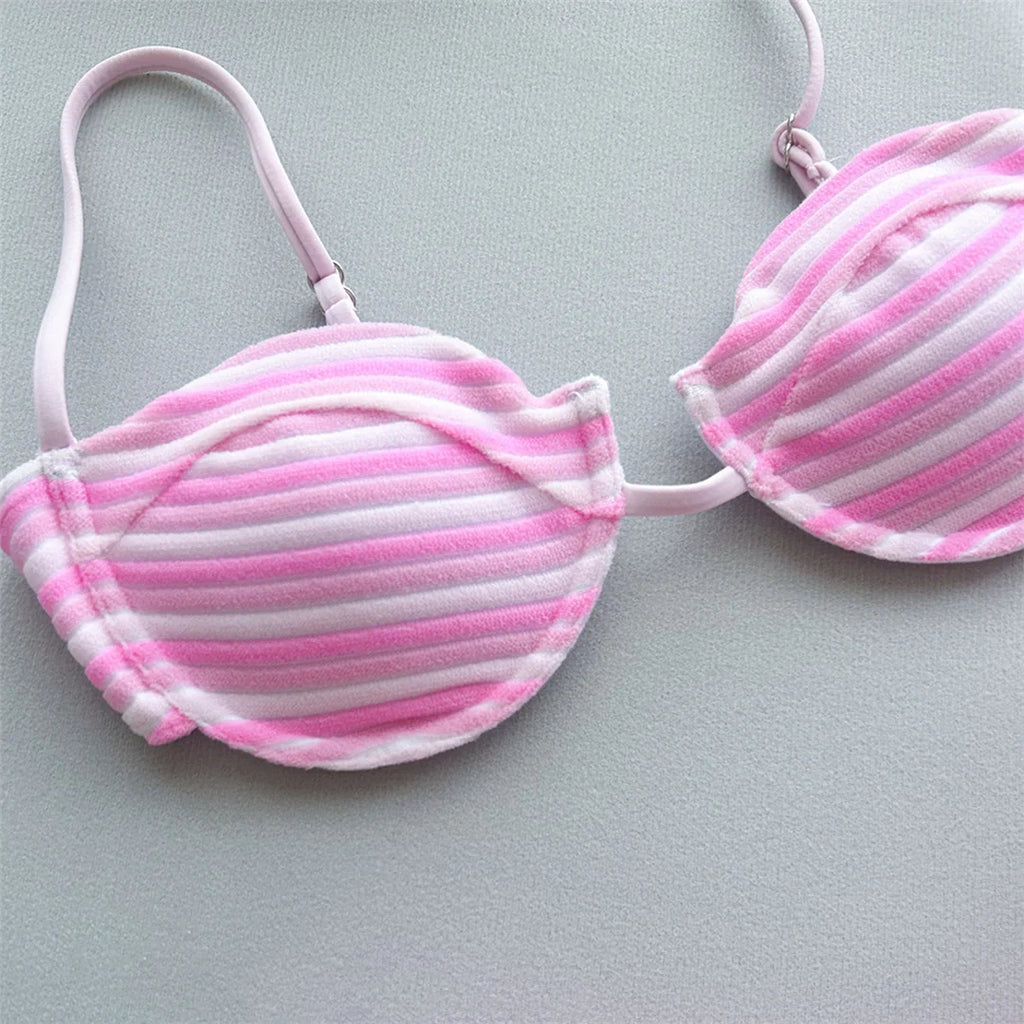 Striped Underwired Bikini Set