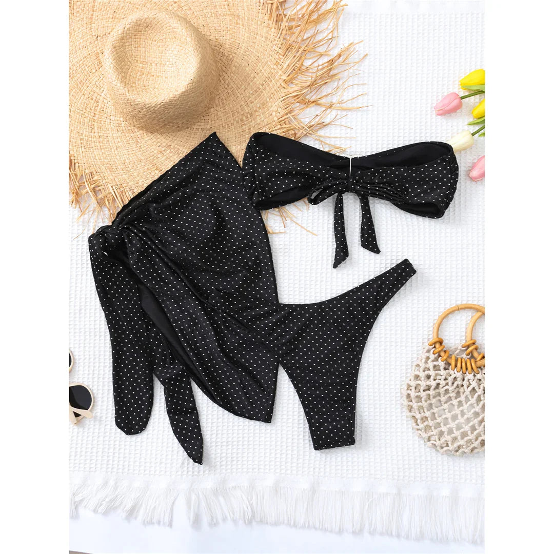 Polka Dots Bandeau Bikini Set