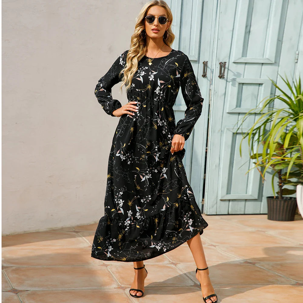 Bohemian Floral Chiffon Maxi Dress