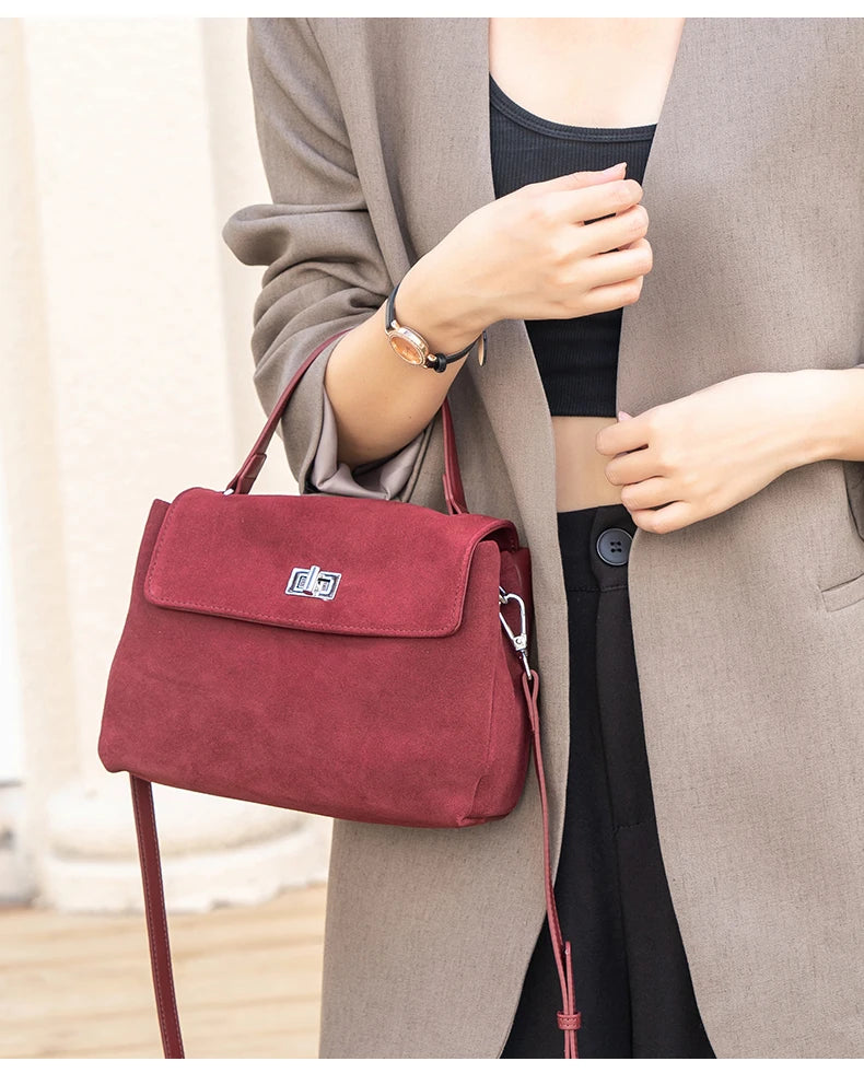 Suede Leather Crossbody Bag