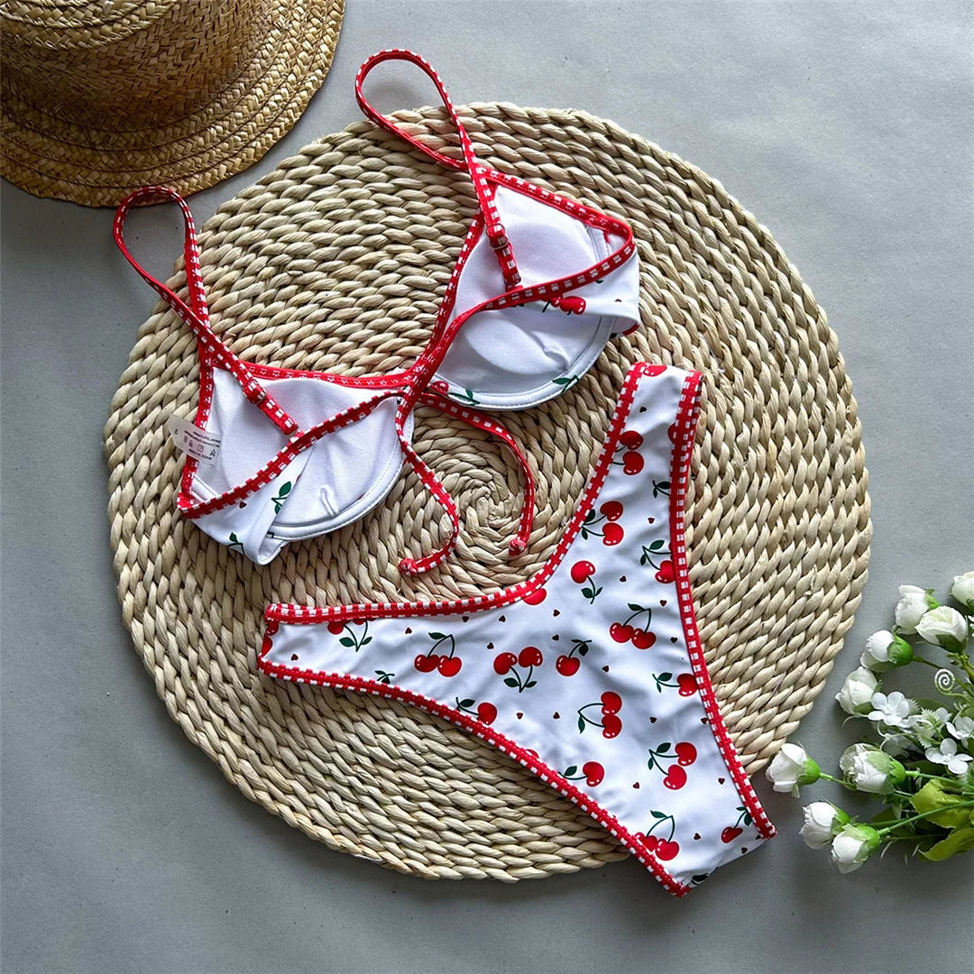 Cherry Printed Underwired Bikini