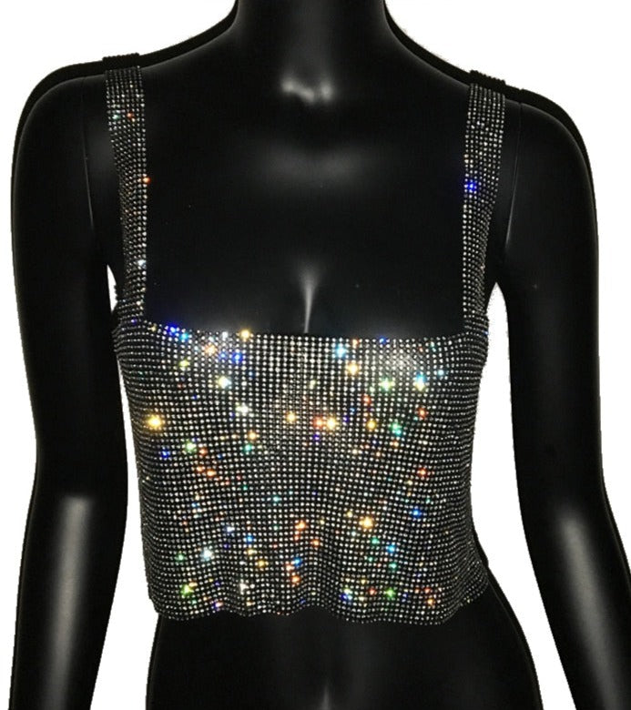 WENDY RHINESTONES TOP Black