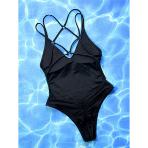 One Piece Cross Back Scrunch Butt Swimsuit