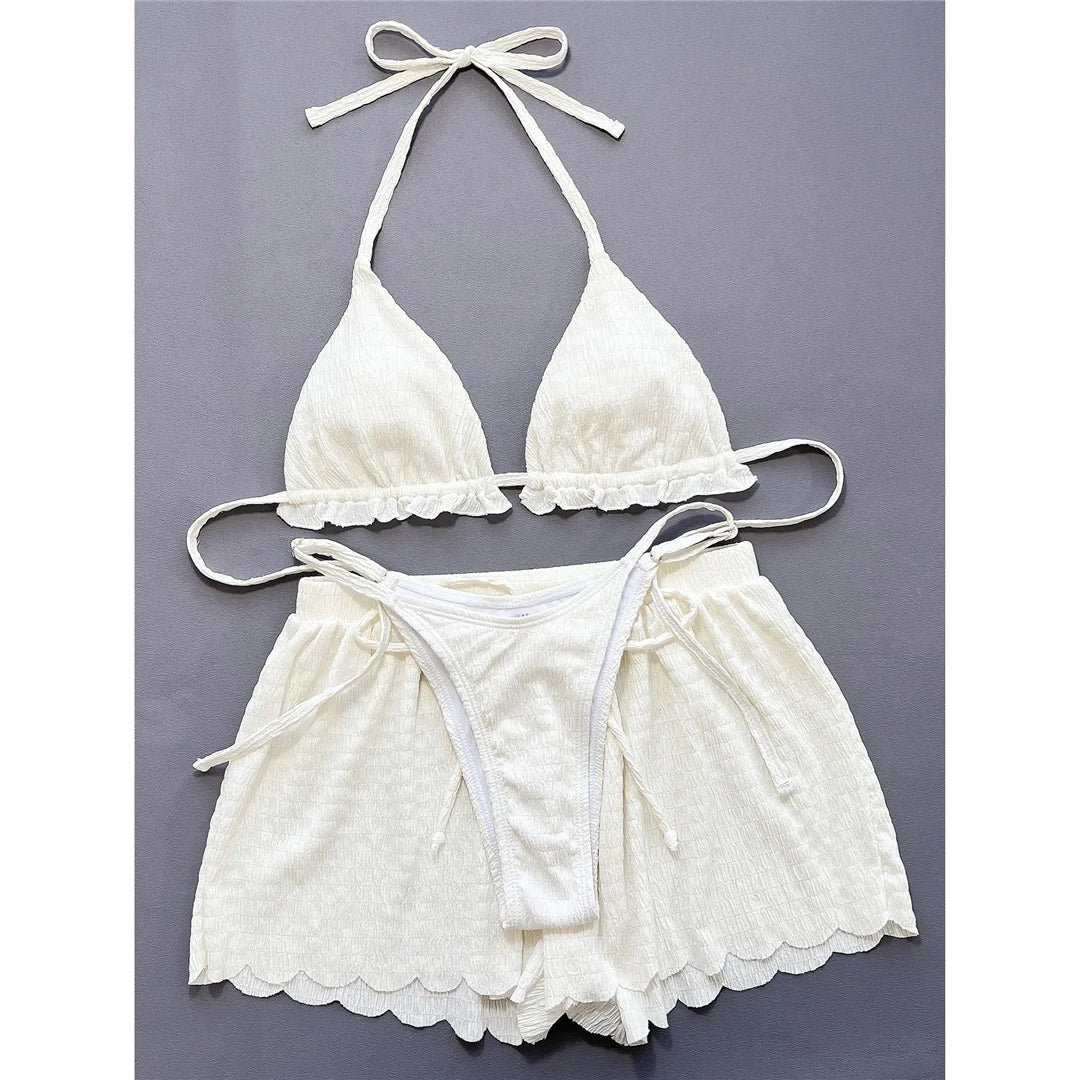 Ruffled Halter Bikini Set