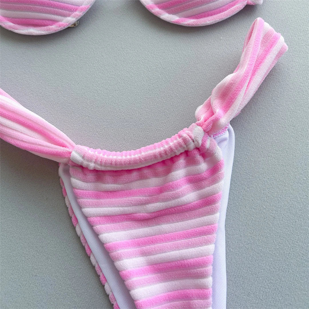 Striped Underwired Bikini Set