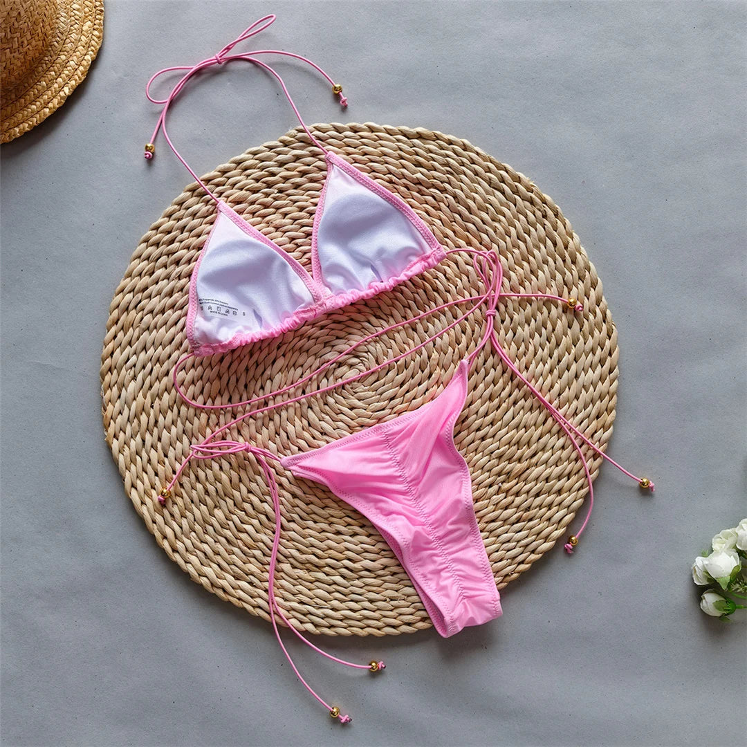 Halter Scrunch Butt Bikini Set