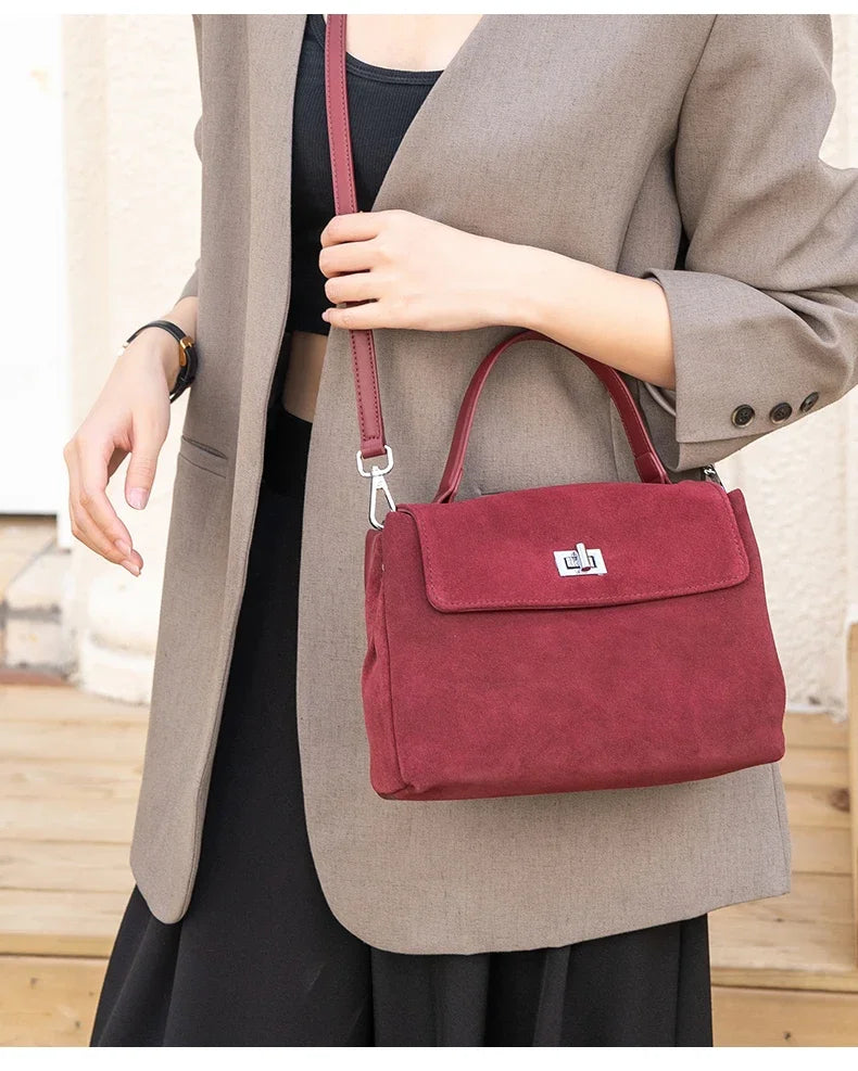 Suede Leather Crossbody Bag