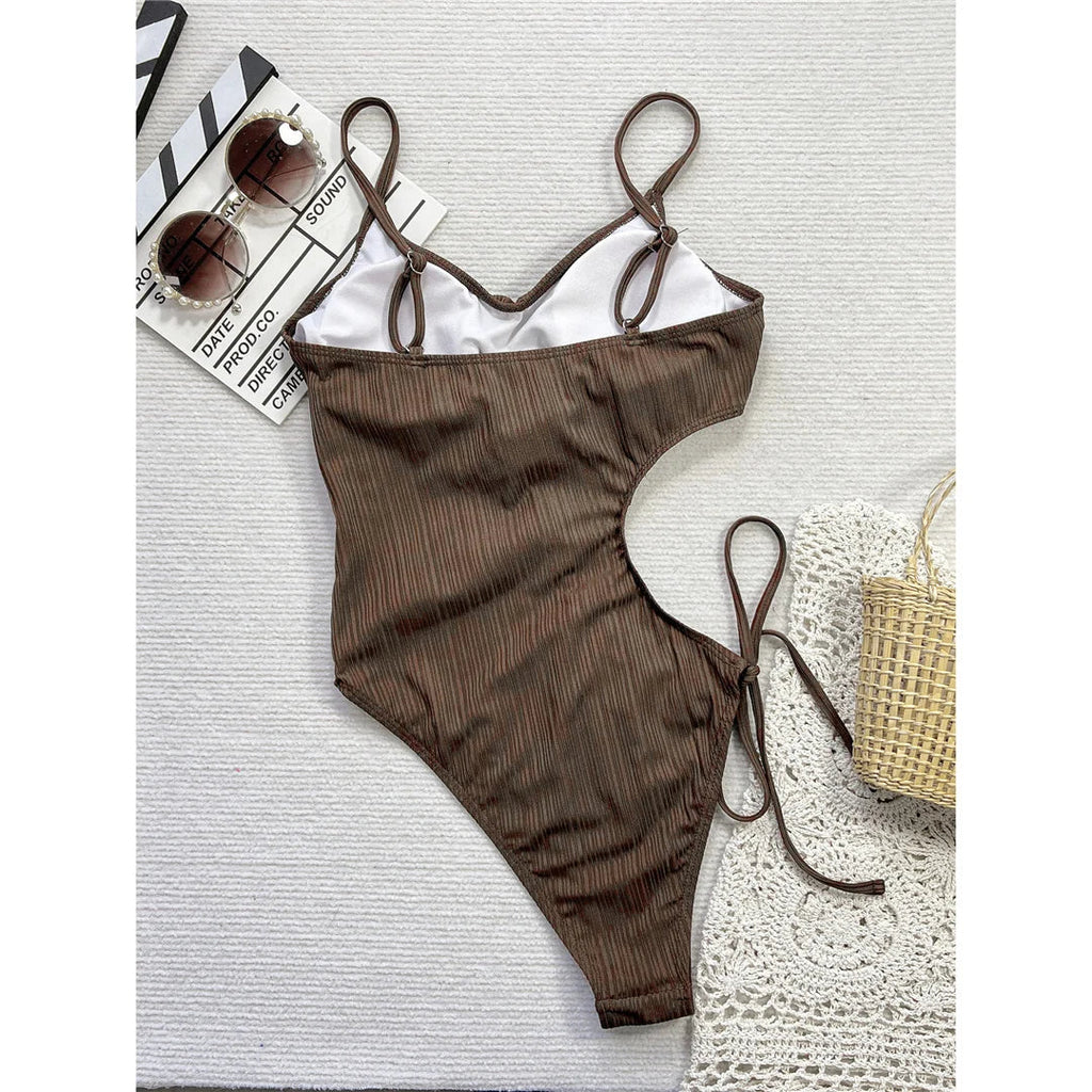Asymmetric Cut-Out Lace-Up Swimsuit