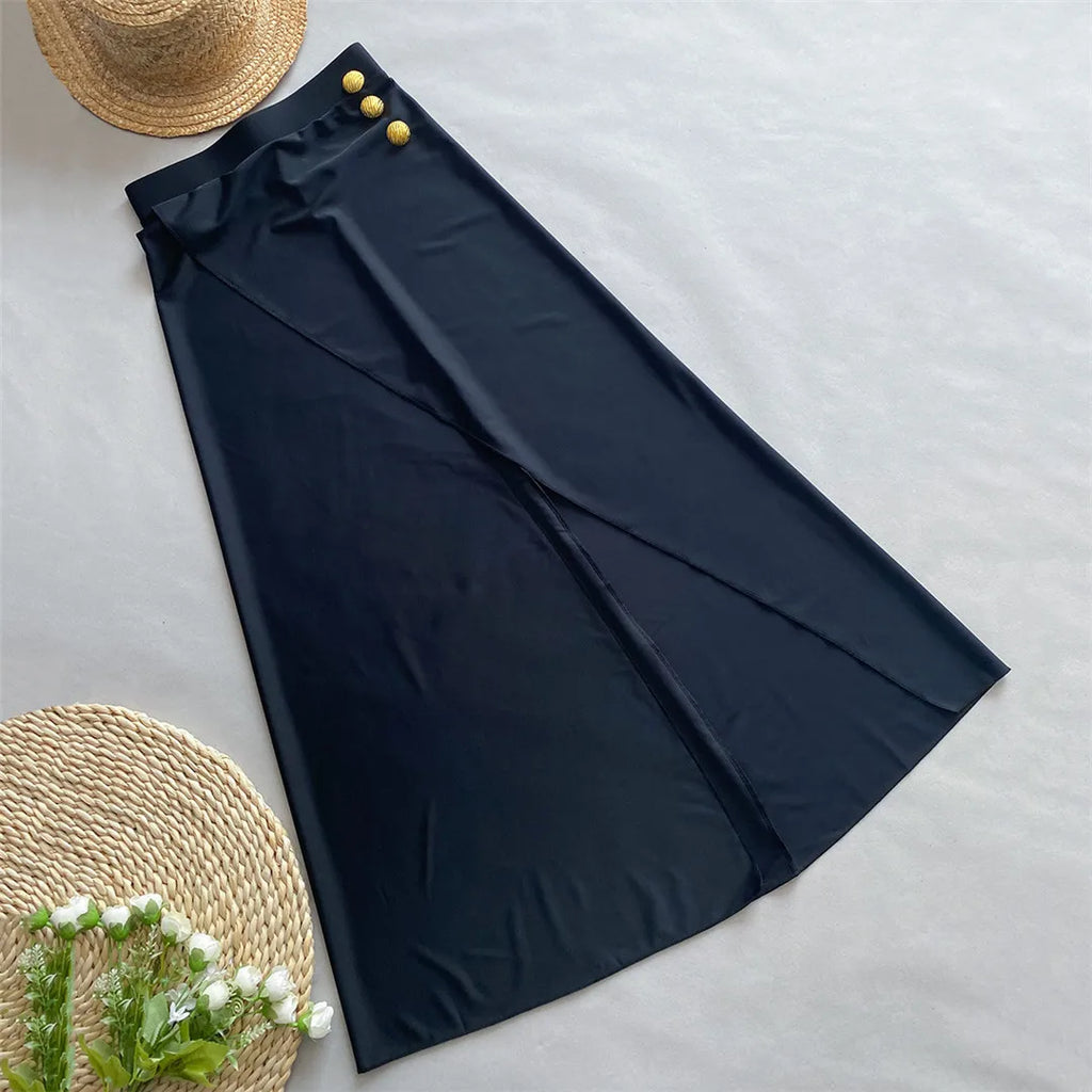 Splicing Knotted Skirt Monokini Dress Black