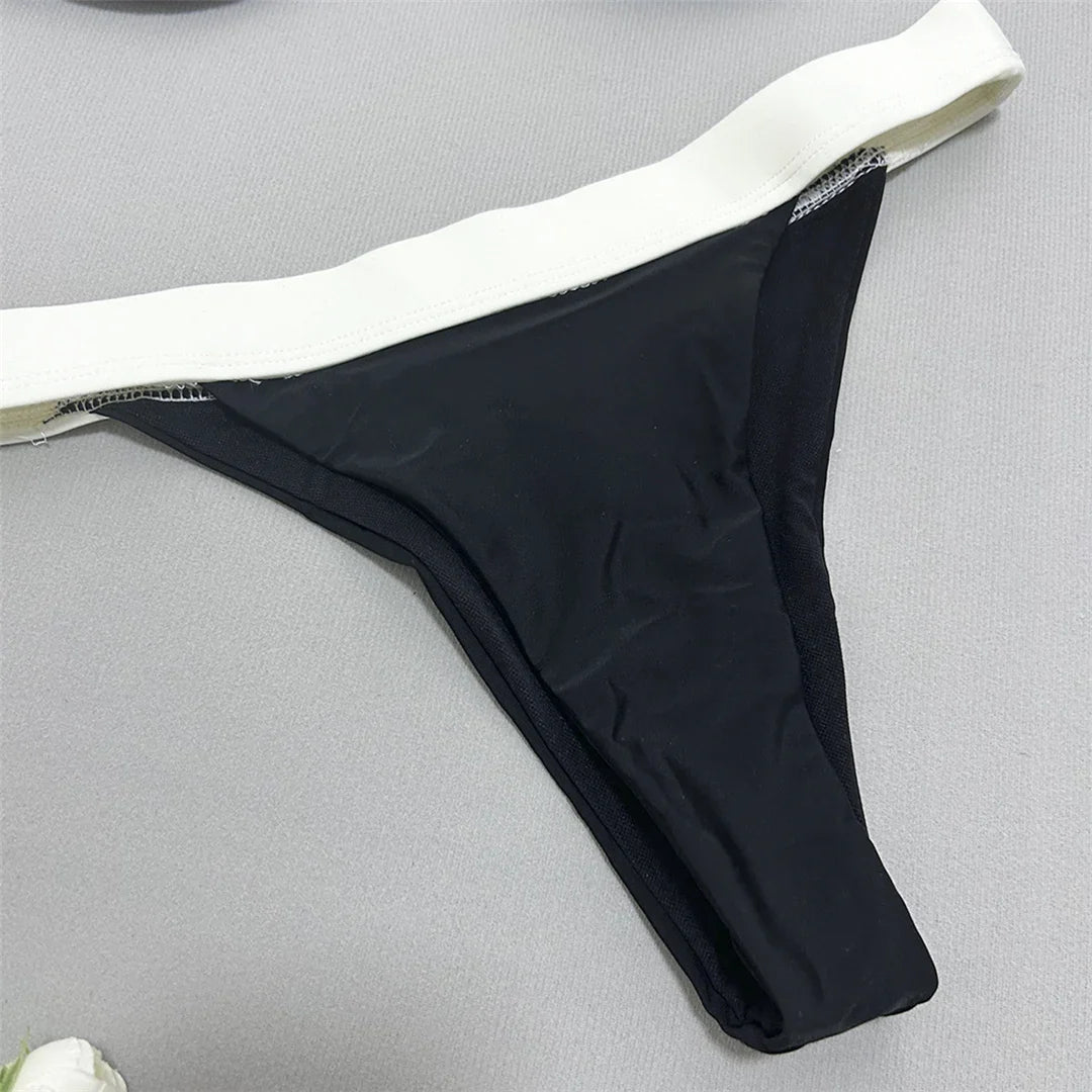 Splicing U Neck Underwired Bikini Set