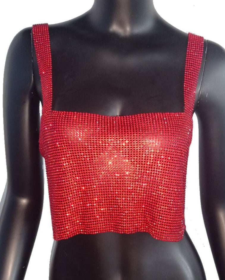 WENDY RHINESTONES TOP Red