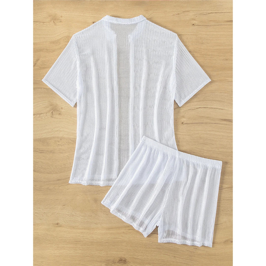 S-XL Short Sleeve Crochet Cover-Up