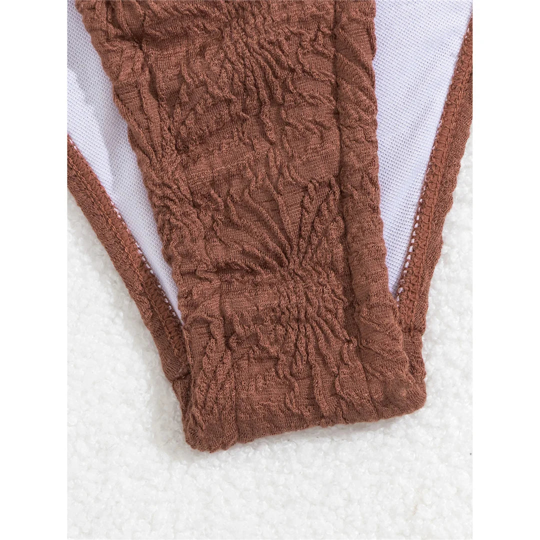 Wrinkled Underwired Knotted Bikini Set