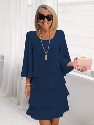 Elise | Fluid Ruffle Elegance Dress Blue
