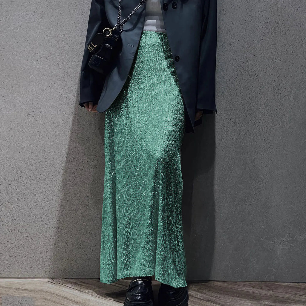 SEQUINED SKIRT Light green Skirt