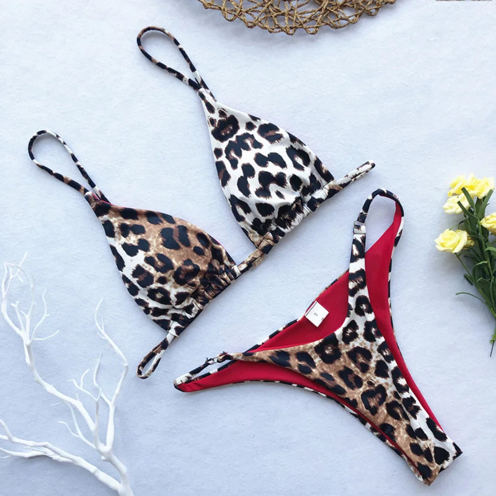 Leopard Print Brazilian Bikini Set