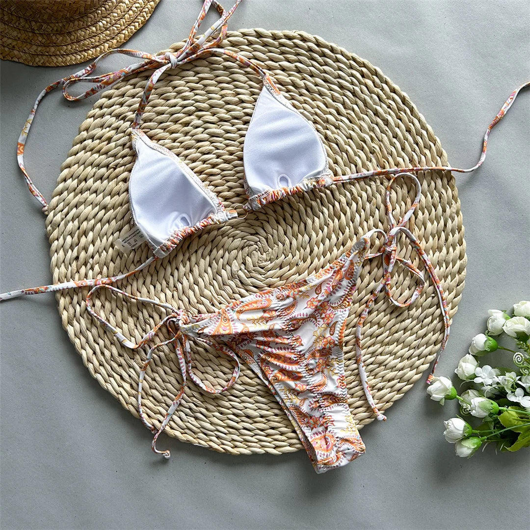 Printed Tie Dye Halter Bikini