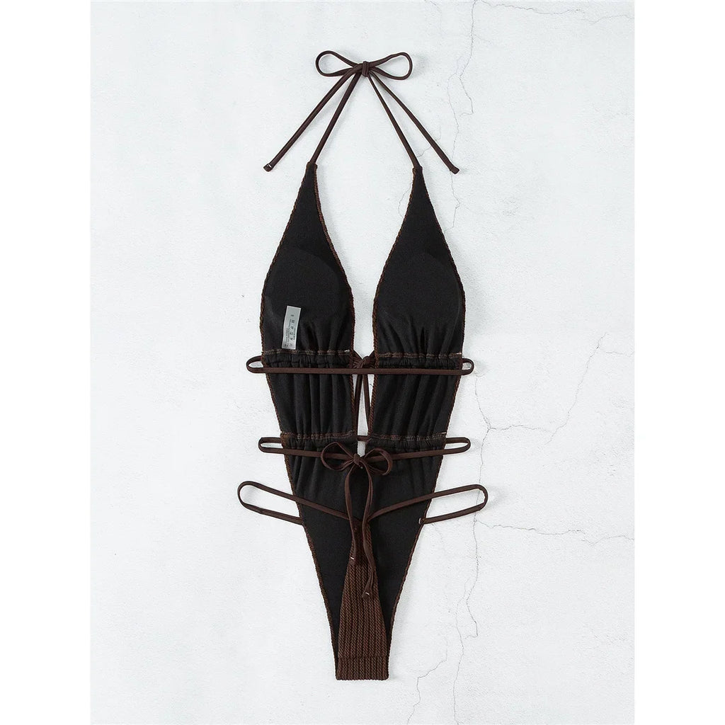 Wrap Around Deep V Neck Swimsuit