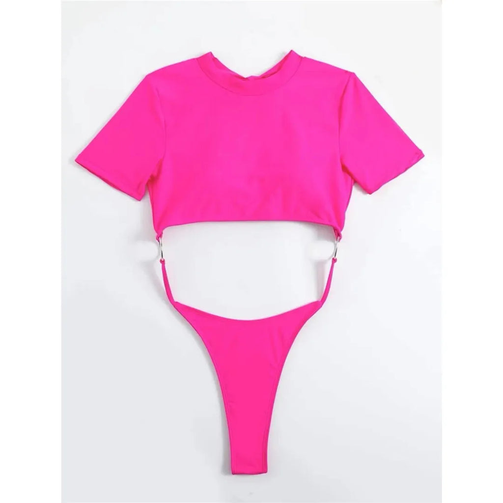 Short Sleeve Thong One Piece