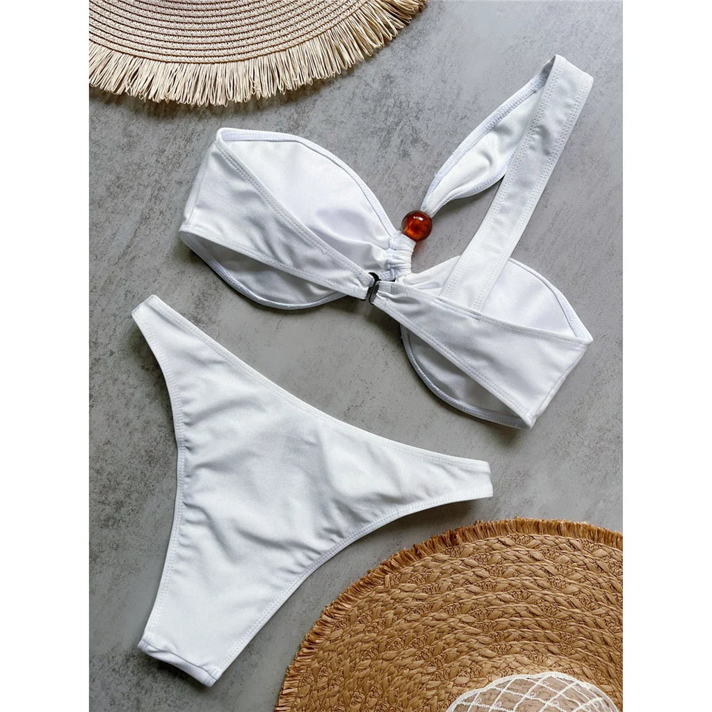 One Shoulder High Cut Bikini Set
