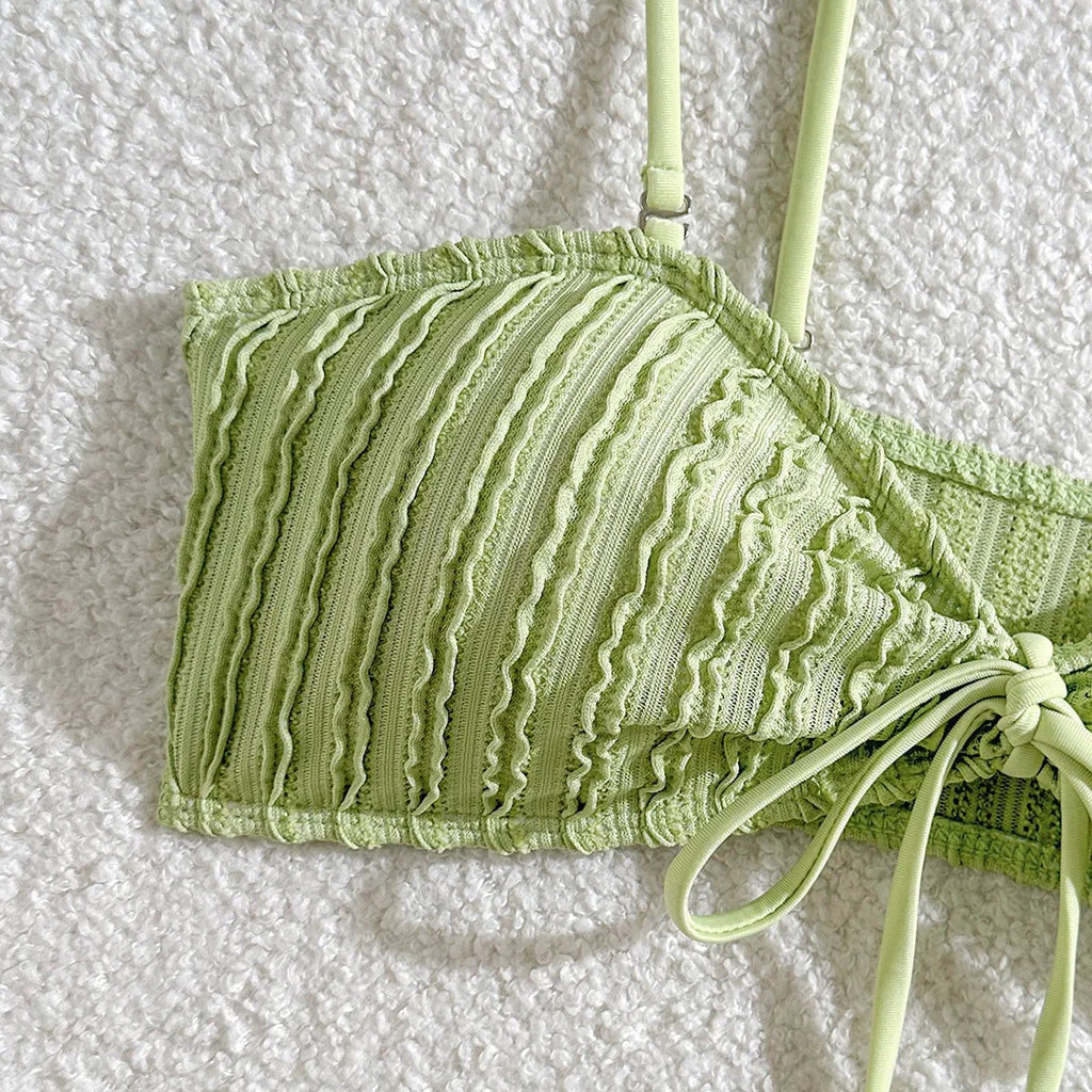 Crinkled Knotted Brazilian Bikini Set