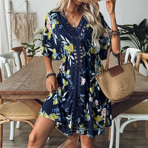 Floral Crochet Half Sleeve Tunic