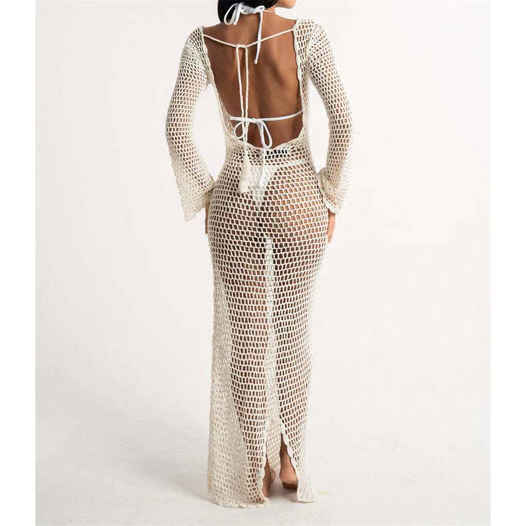 Backless See Through Crochet Tunic