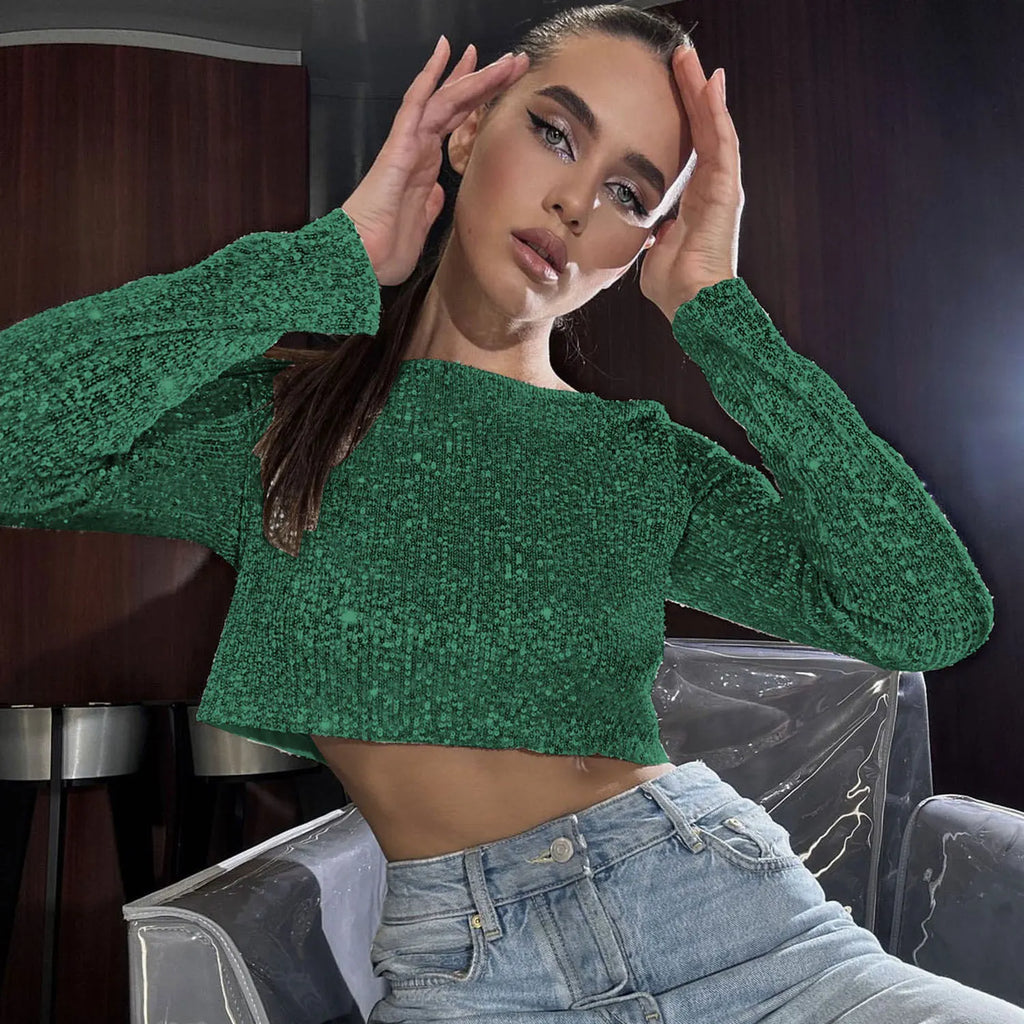 SEQUINED SKIRT Green Top