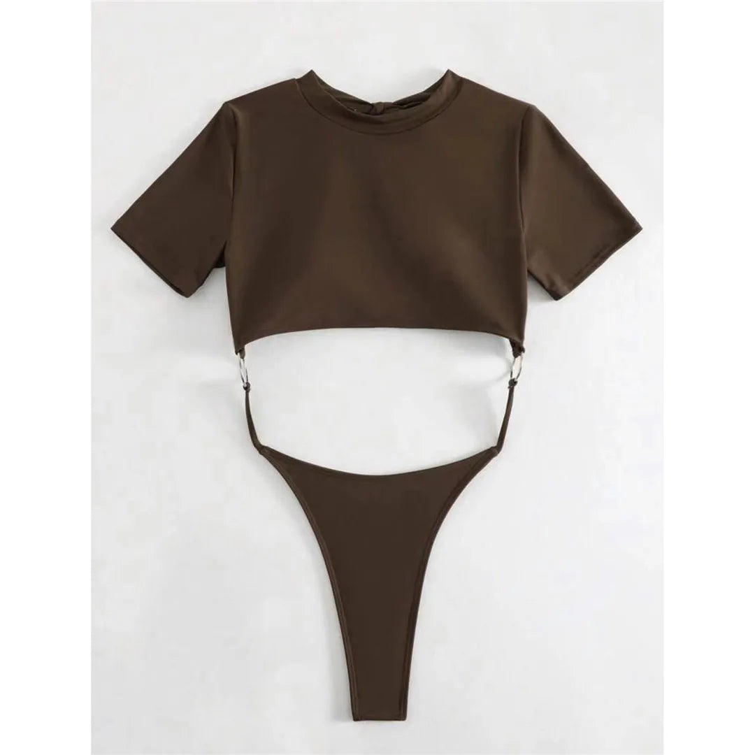 Short Sleeve Thong One Piece