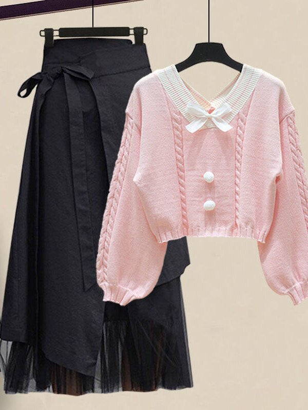 MARTA SKIRT SET Pink Sweater Skirt 1