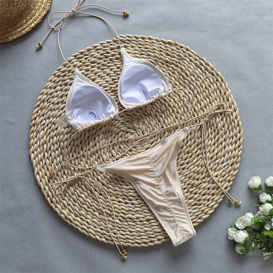 Halter Scrunch Butt Bikini Set