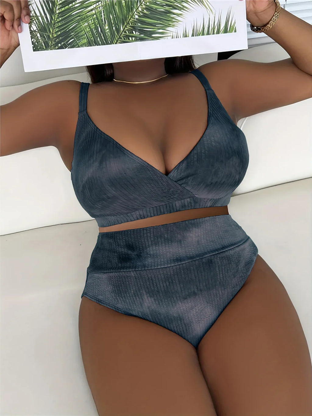 Plus Size Tie Dye Bikini Black