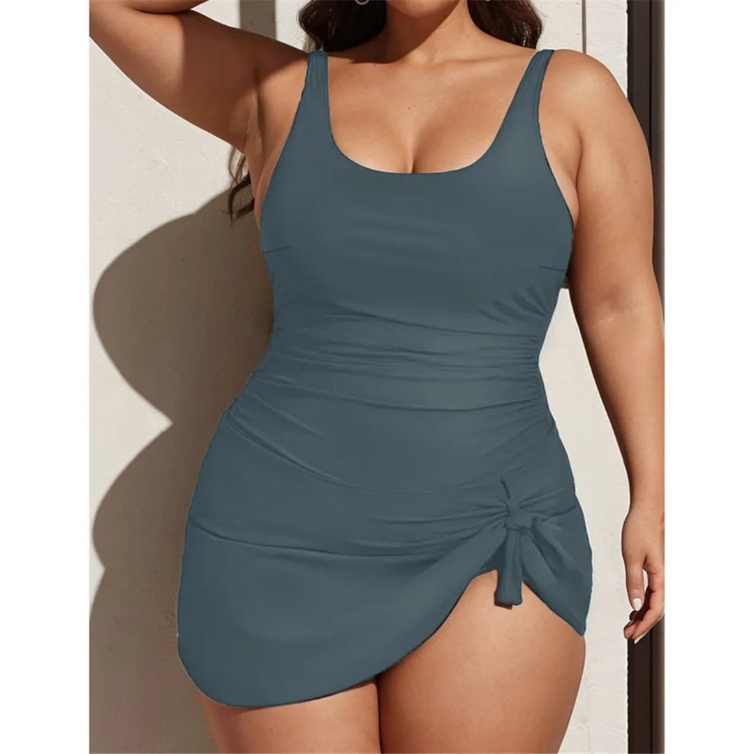 Backless Plus Size One Piece Army Green