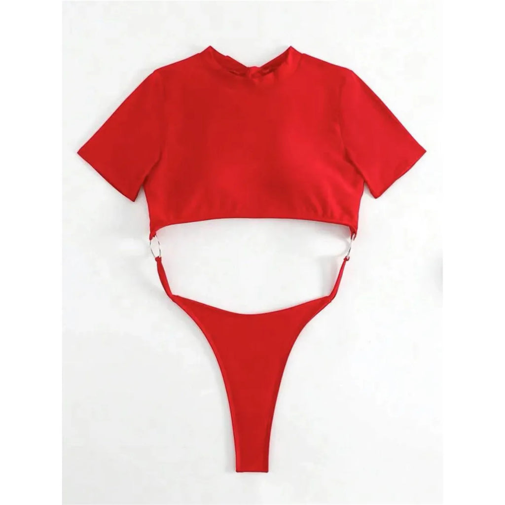 Short Sleeve Thong One Piece