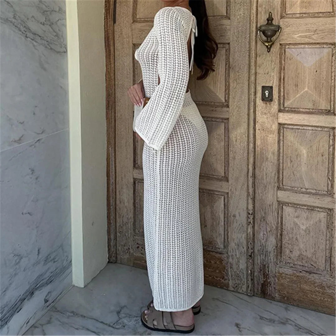 3D Flower Crochet Beach Tunic