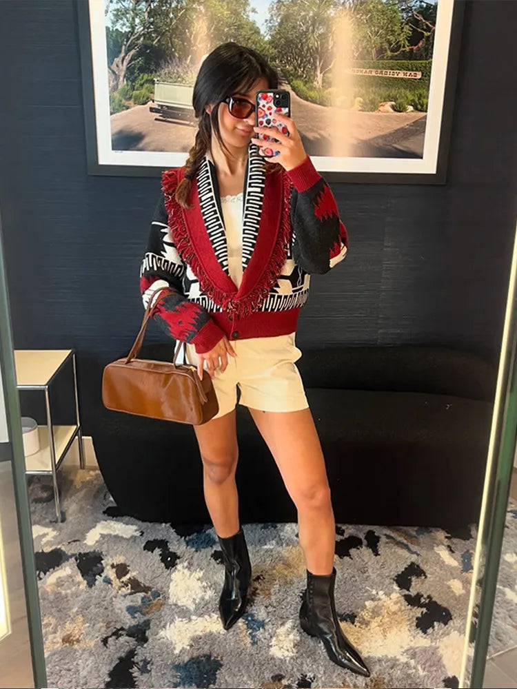 Patchwork Printed Cardigan