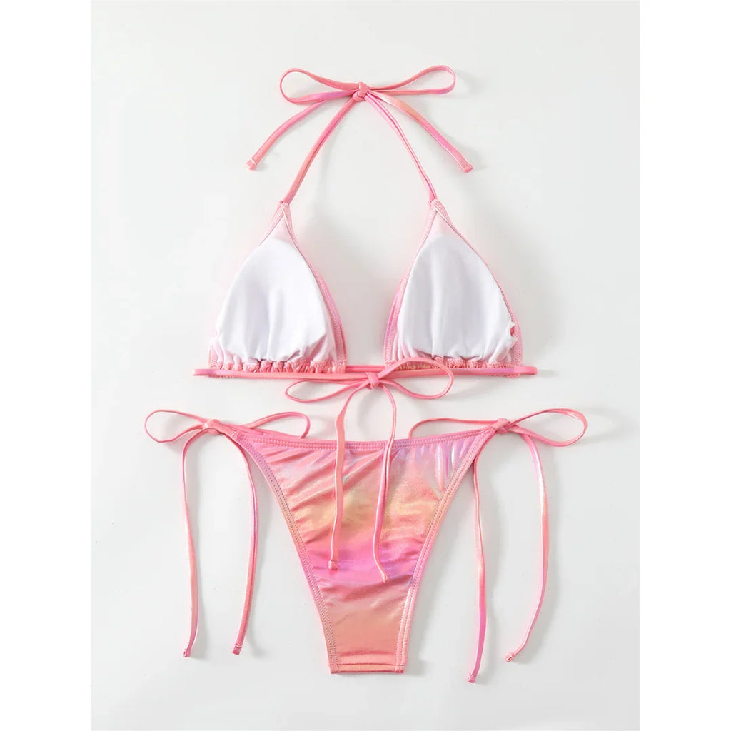 PU Faux Leather Strappy Bikini