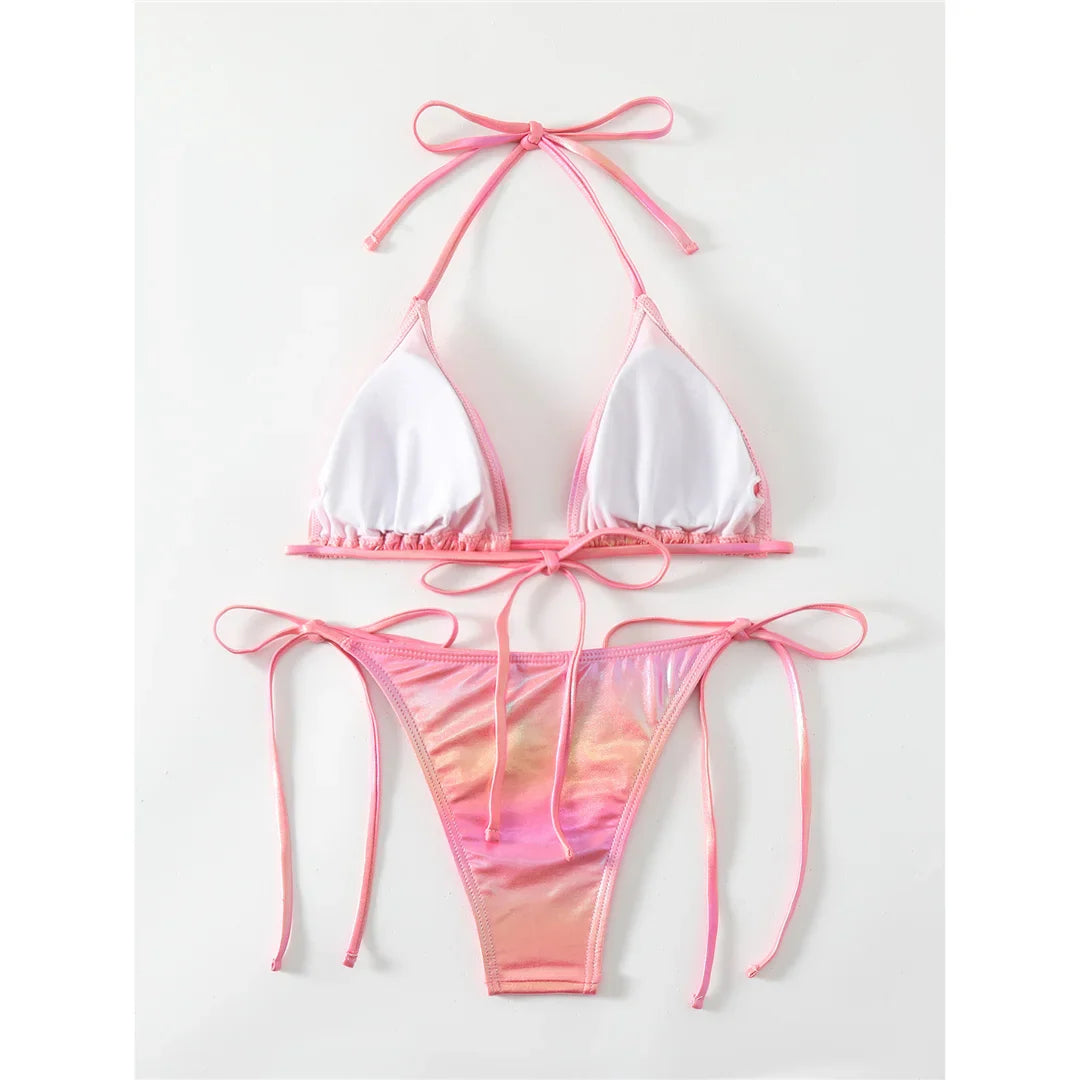 PU Faux Leather Strappy Bikini