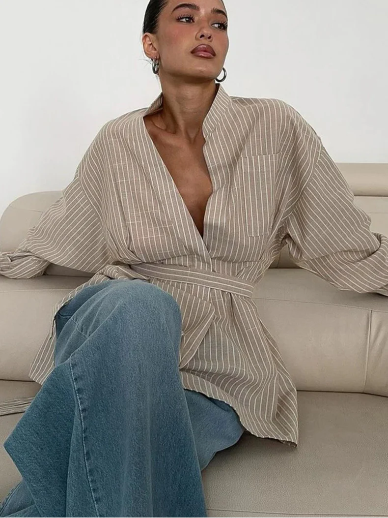 Loose Brown Stripe Shirt