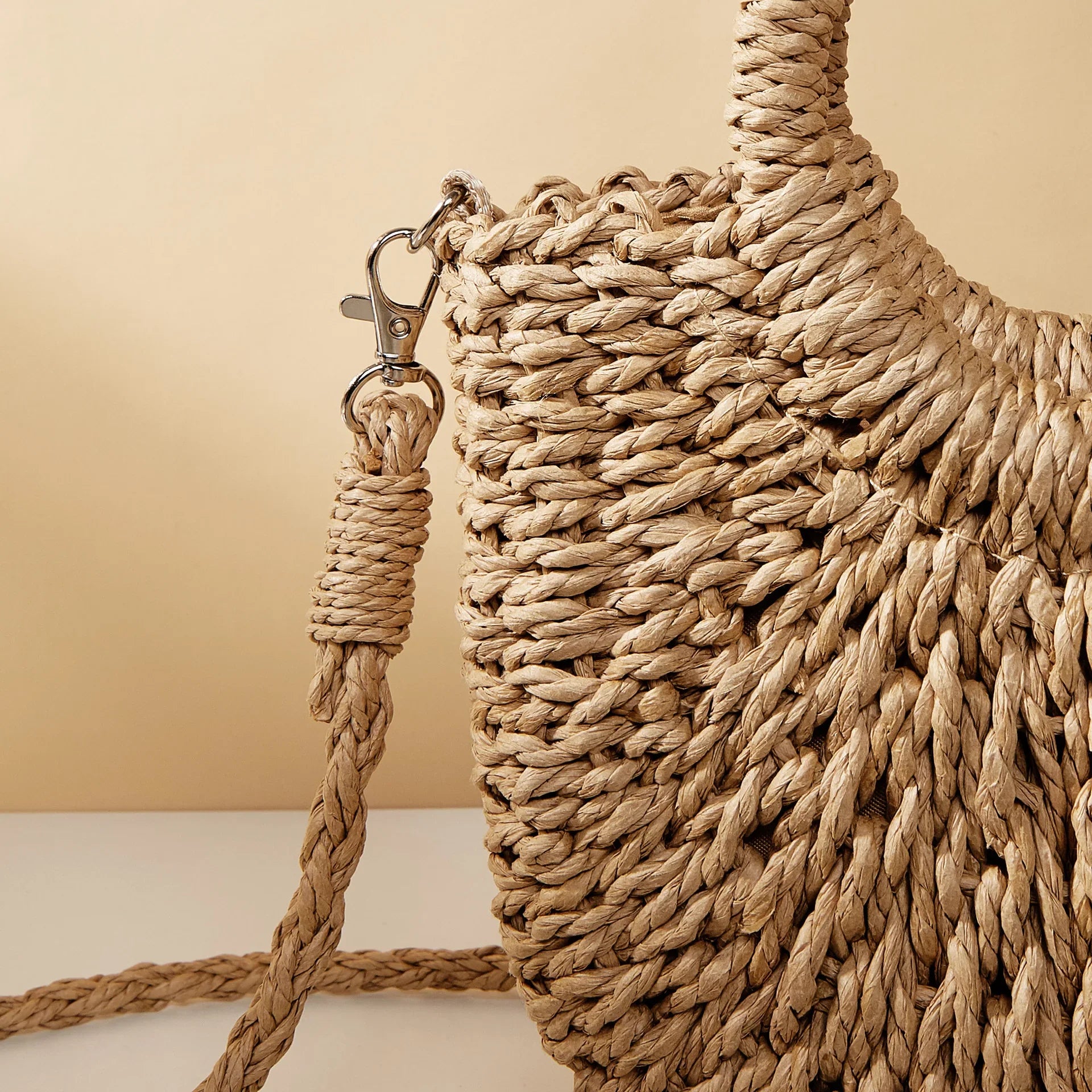 Half-Moon Straw Rattan Crossbody Bag