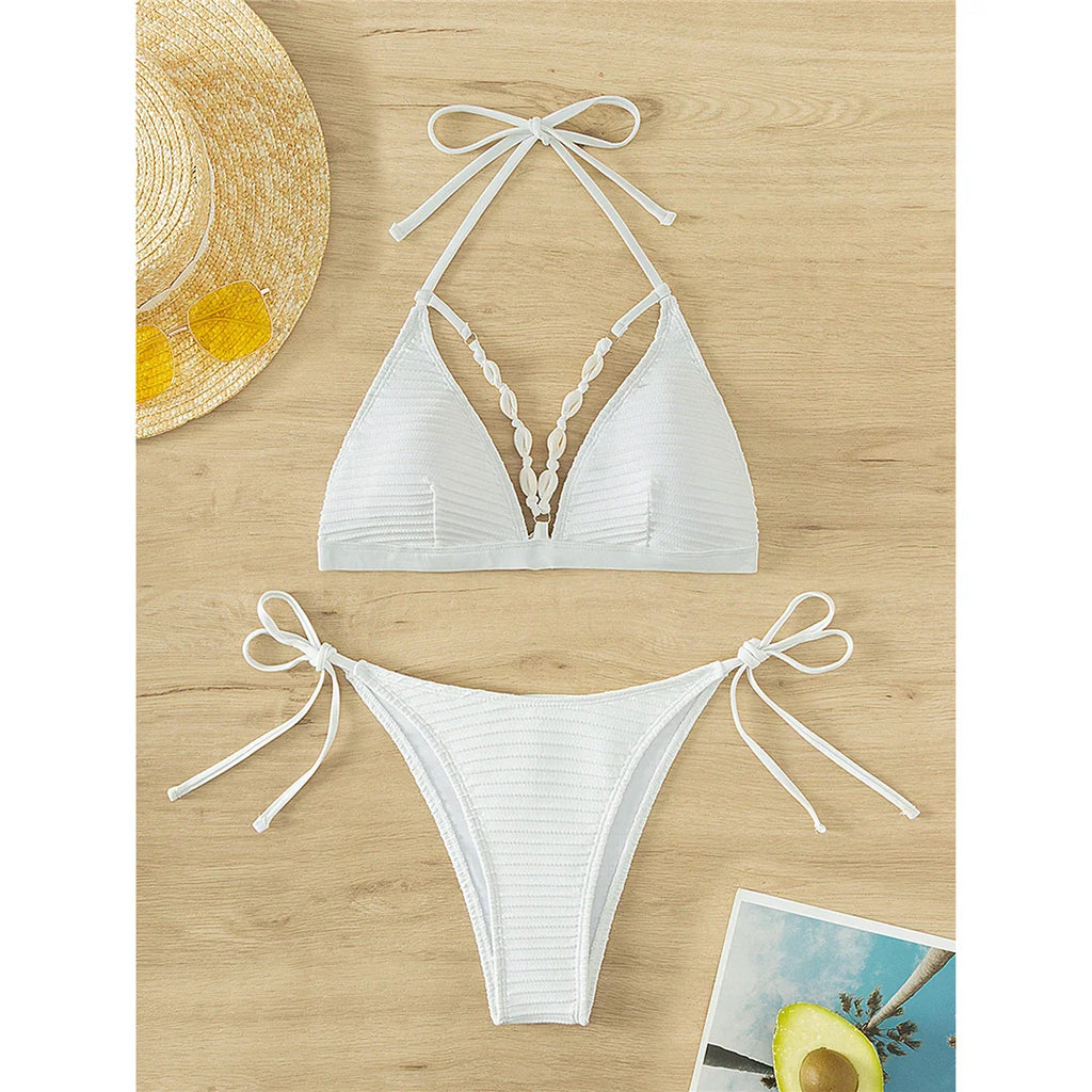 Halter Shell High Leg Bikini