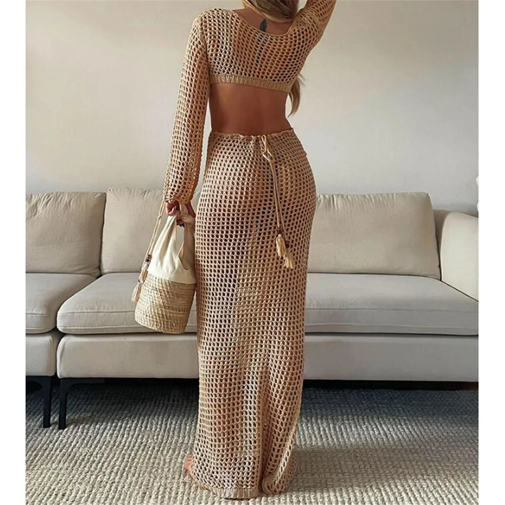 Long Sleeve Crochet Beach Tunic