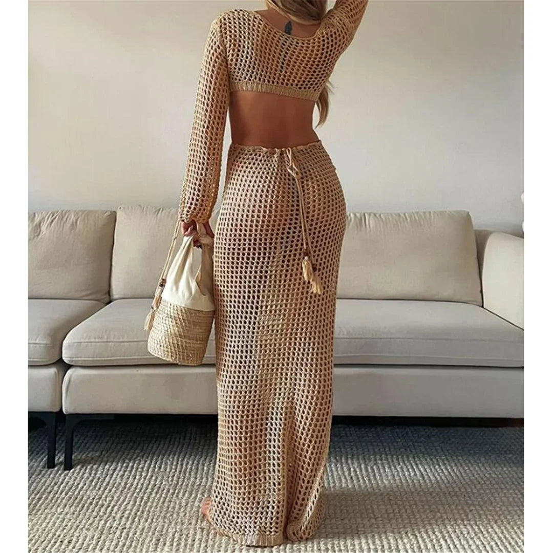 Long Sleeve Crochet Beach Tunic