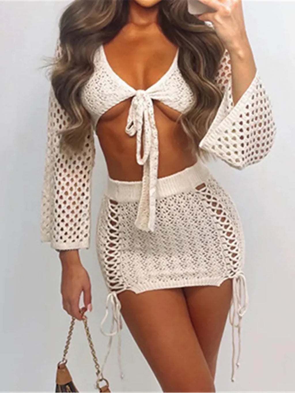 Crochet Tie-Up Crop Set