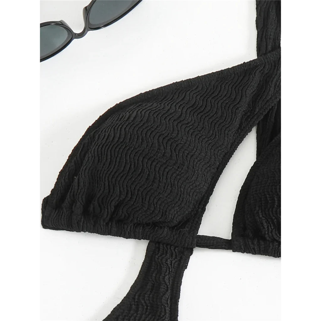 Asymmetric One Shoulder Crinkled Swimsuit