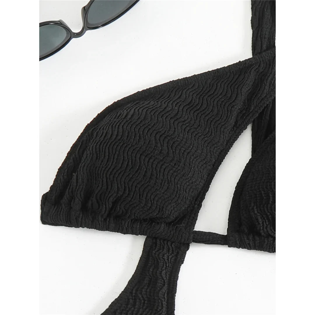 Asymmetric One Shoulder Crinkled Swimsuit
