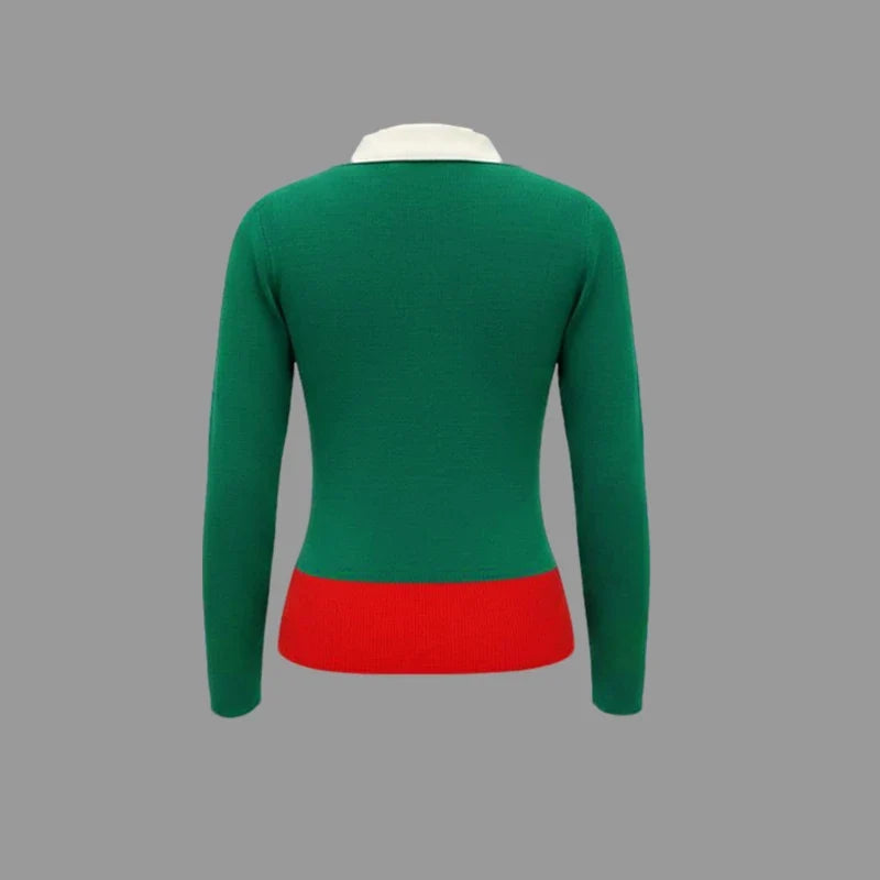 Sophia Contrast Button Knit Sweater