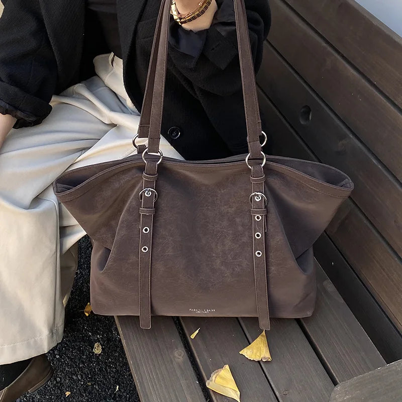 Mirella Suede Buckle Tote Bag
