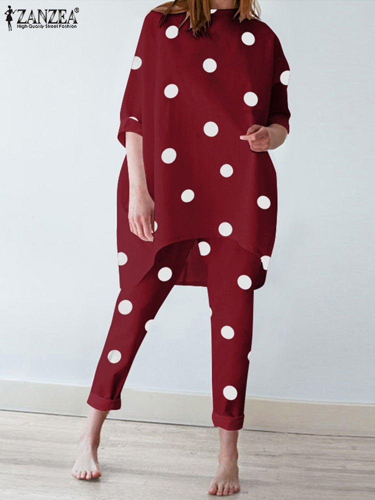 ANNA POLKA DOT SET B Red