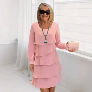 Madeleine | Fluid Ruffle Elegance Dress Pink